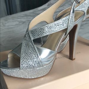 BCBGeneration Hasura 2 Silver Platform Heels